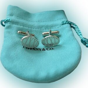 Authentic Tiffany & Co. 175th Anniversary Sterling Silver Oval Cufflinks